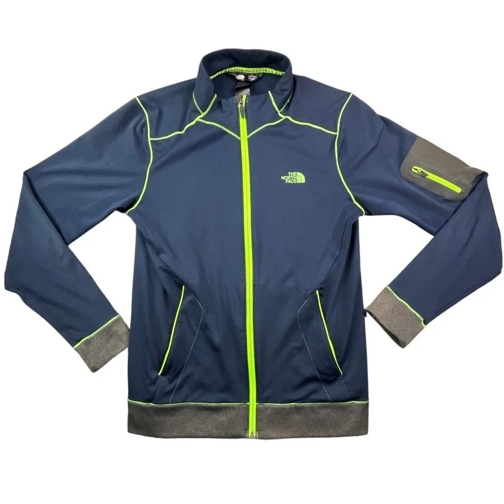 The North Face Mens‎ Mountain Athletics Track Jacket Navy Blue Lime Green Small